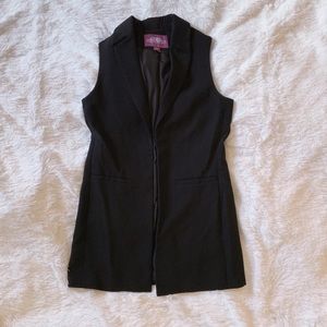 Long Sleeveless Black Blazer Vest